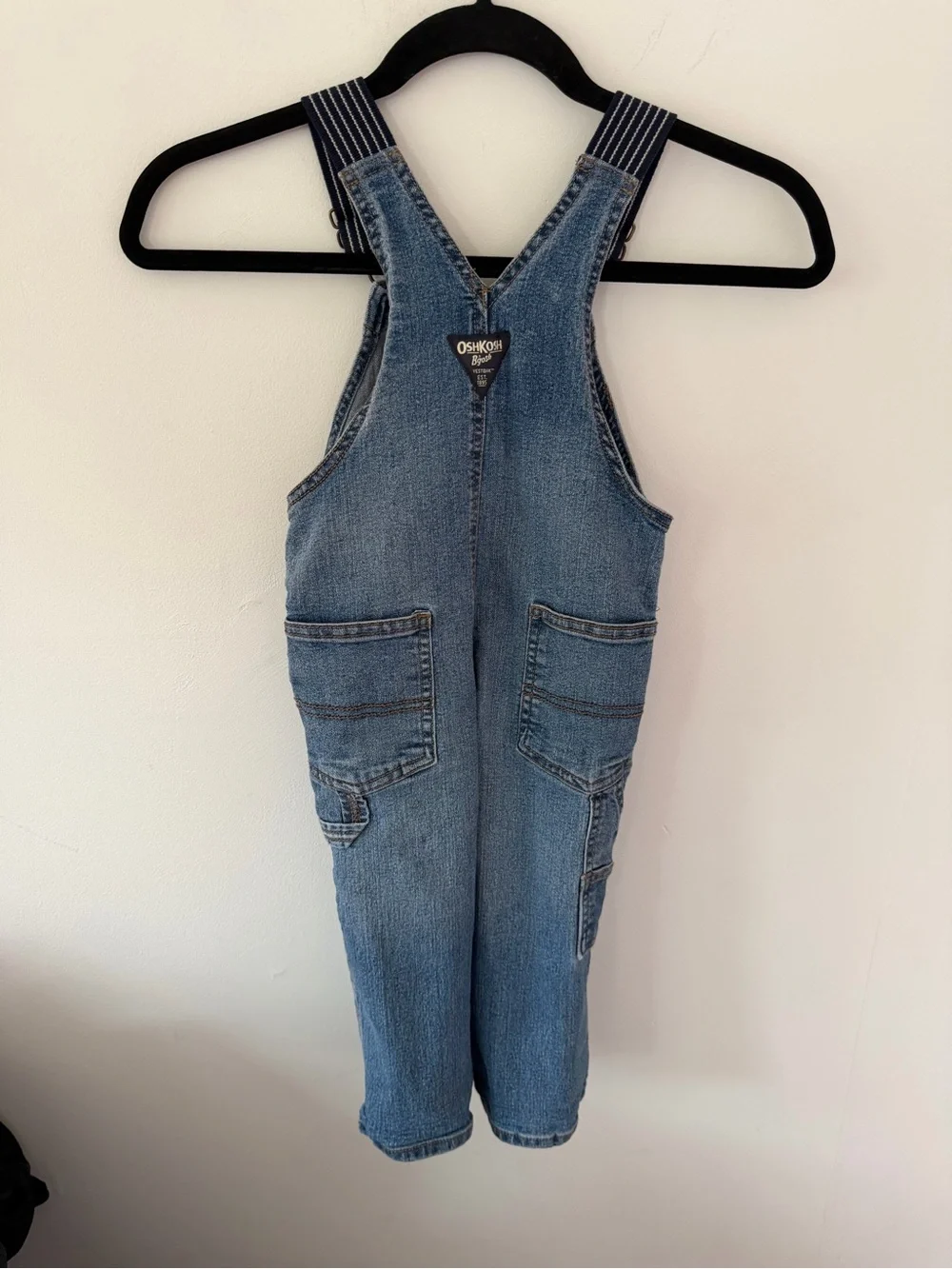 OshKosh B'gosh Blue Denim Kids Overalls with Striped Straps
